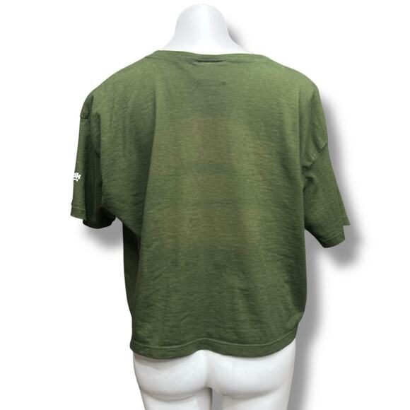 Vintage Reebok T Shirt 90s Cropped Green USA Big Logo Spellout Size L Retro Tee - Picture 4 of 14